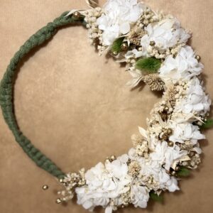 Couronne murale en macramé - Olive - Fleurs séchées